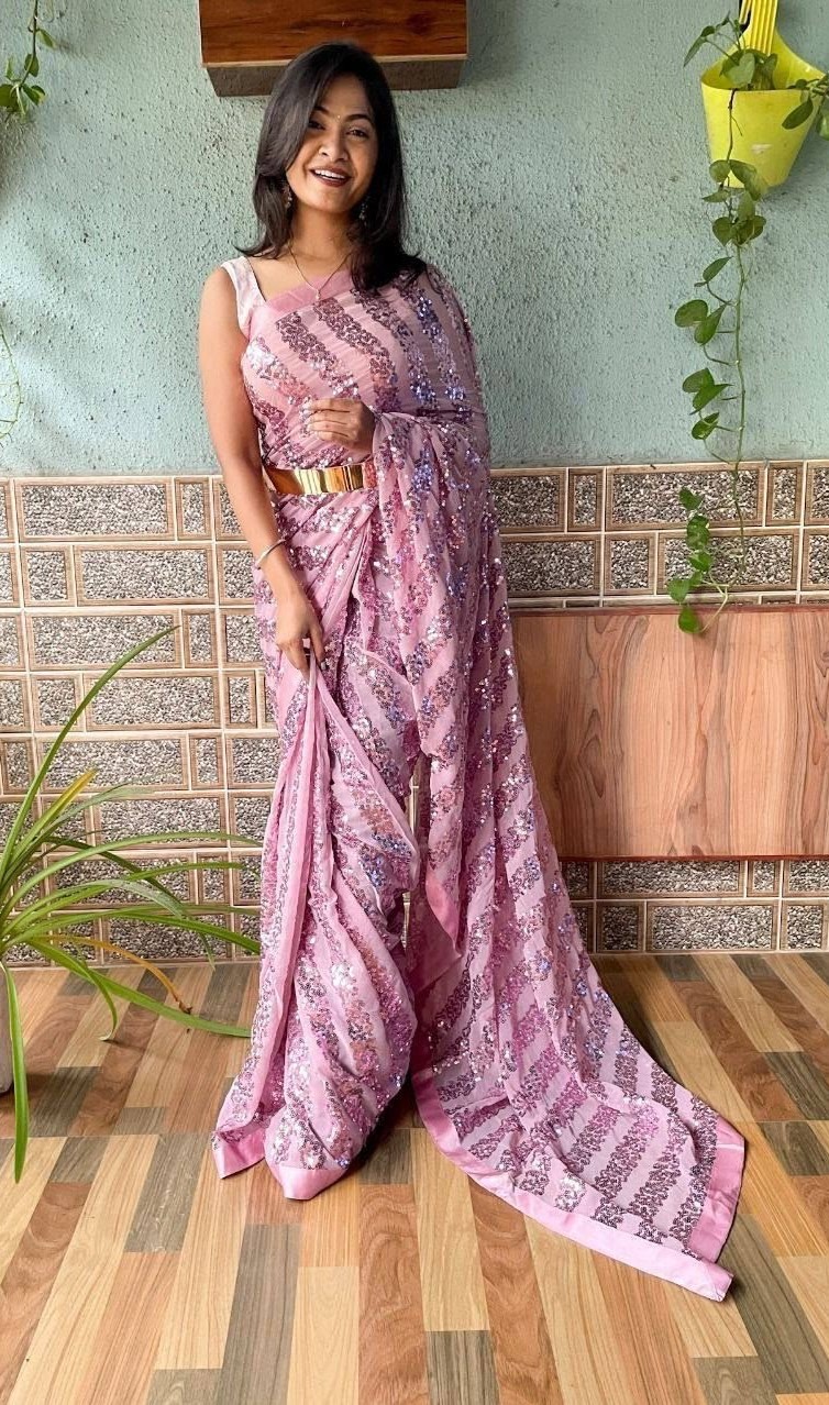 THREE TONE SAREE LILAC